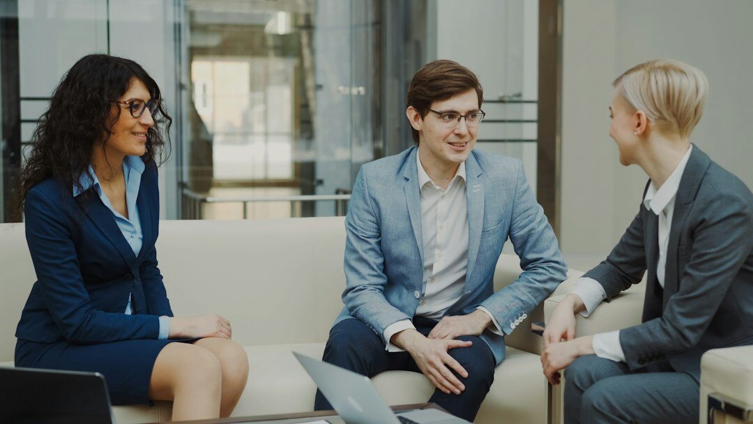 business executives reviewing insurance