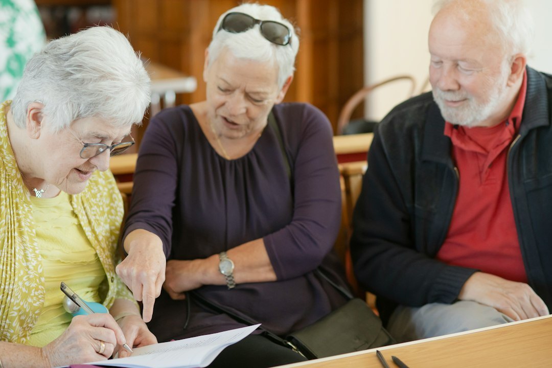 retired couple reviewing documents
